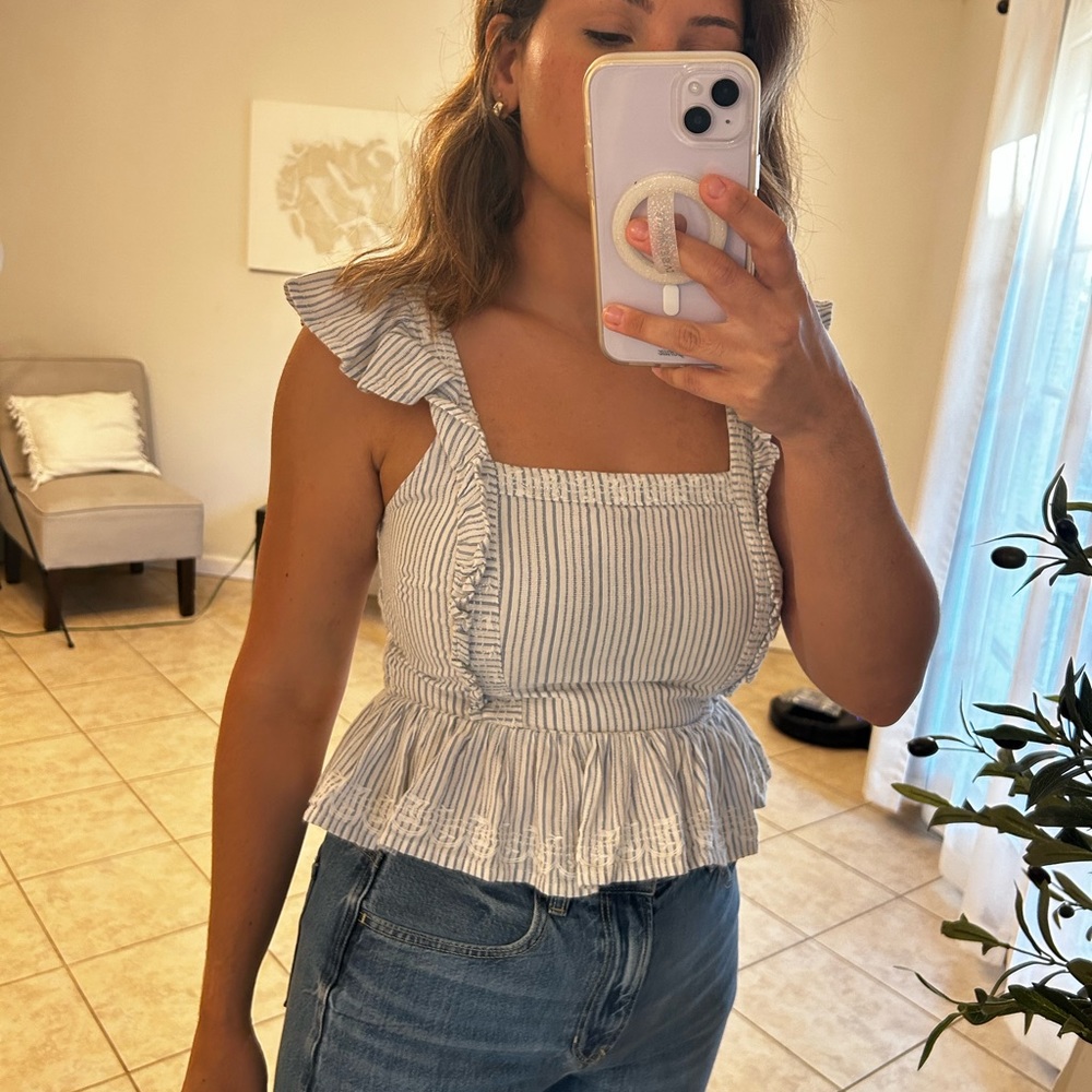 Striped peplum crop top